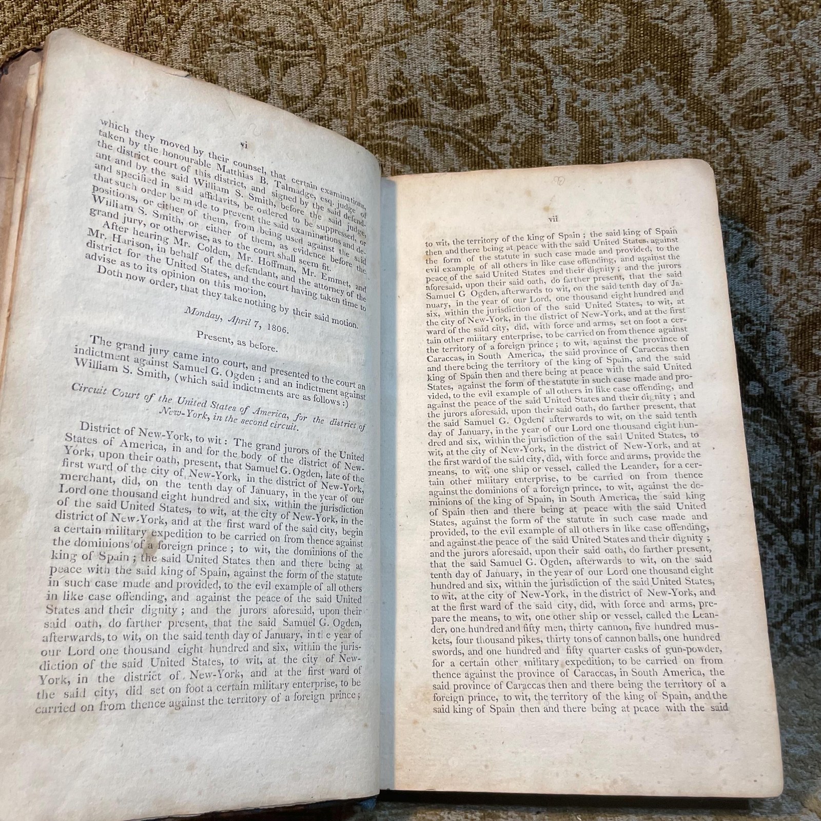 The Trials of William S. Smith and Samuel G. Ogden, For Misdemeanours, Had in The Circuit Court of The United States for The New York District, In July, 1806. With a preliminary account of the proceedings of the same court against Messrs. Smith & Ogden, in the preceding April term. — photograph 8.