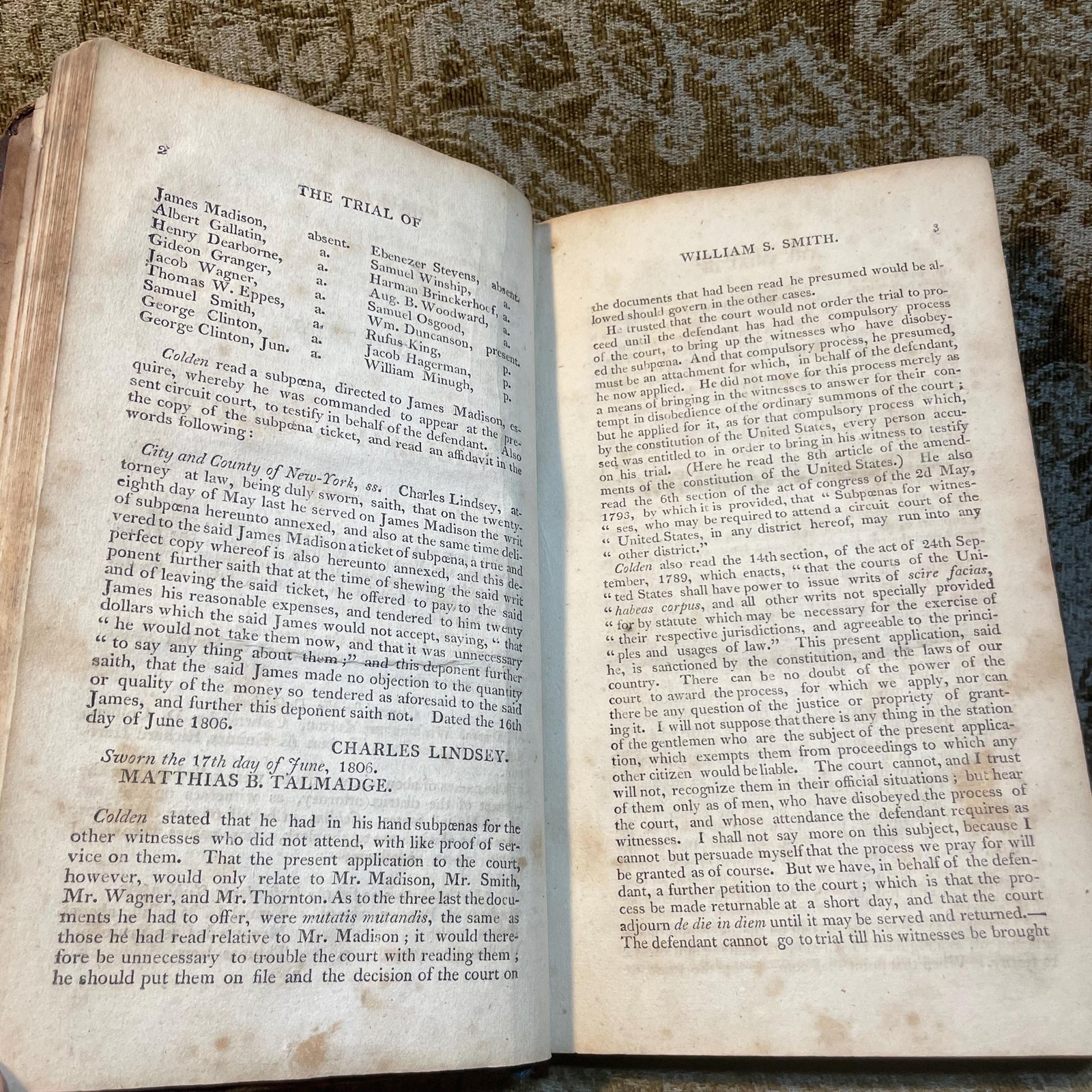 The Trials of William S. Smith and Samuel G. Ogden, For Misdemeanours, Had in The Circuit Court of The United States for The New York District, In July, 1806. With a preliminary account of the proceedings of the same court against Messrs. Smith & Ogden, in the preceding April term. — photograph 9.
