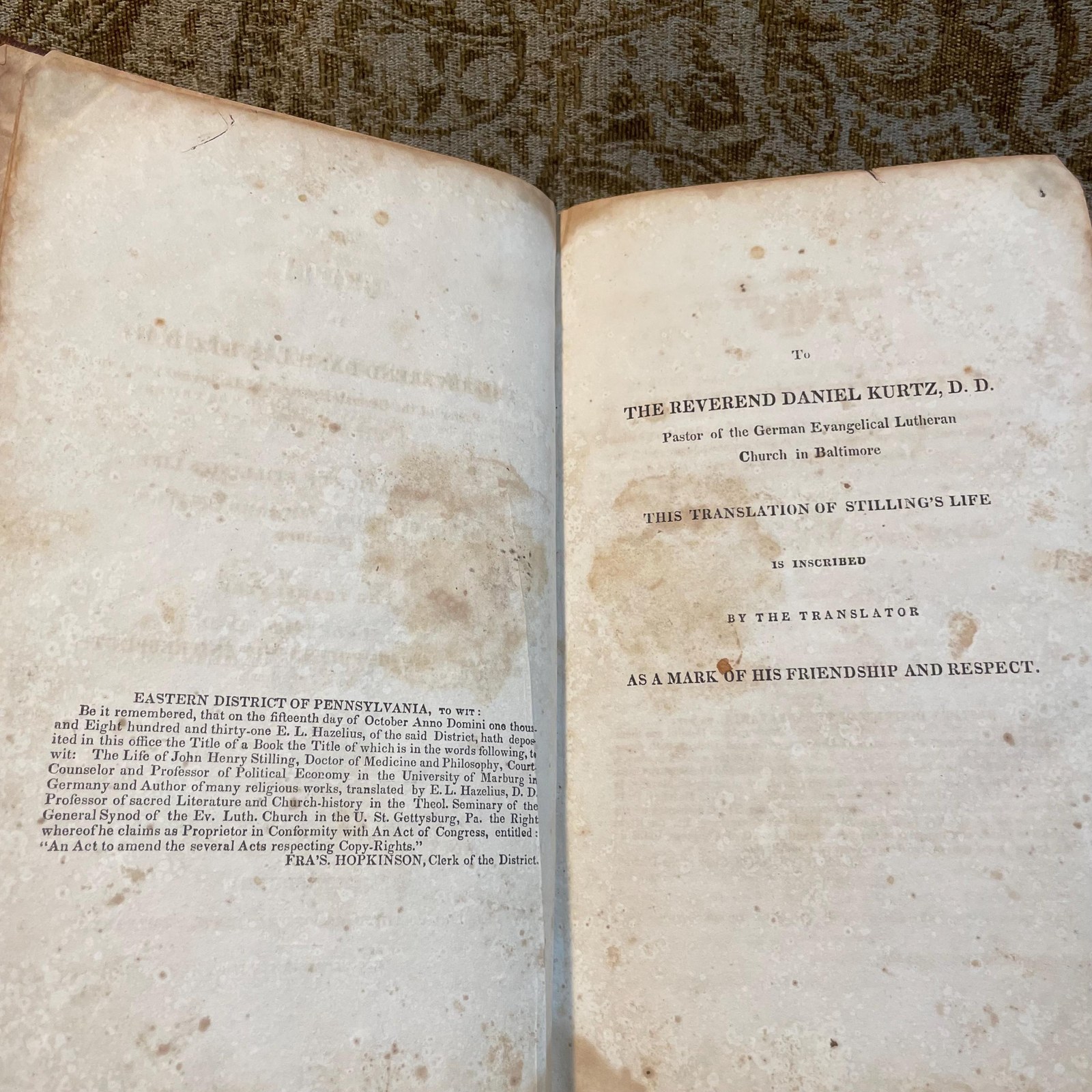 The Life of John Henry Stilling, Doctor of medicine and Philosophy, Court-counselor and Professor of Political Economy in The University of Marburg in Germany and Author of many religious Works, Translated by E.L. Hazelius… — photograph 5.