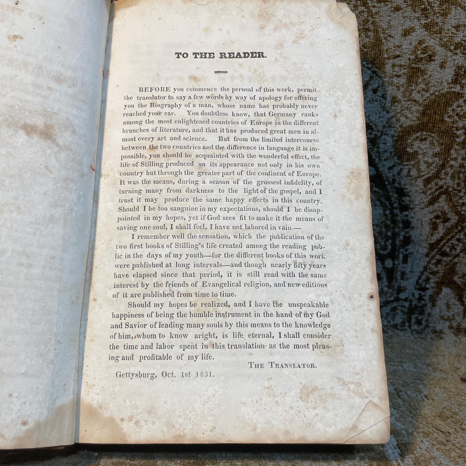 The Life of John Henry Stilling, Doctor of medicine and Philosophy, Court-counselor and Professor of Political Economy in The University of Marburg in Germany and Author of many religious Works, Translated by E.L. Hazelius… — photograph 6.