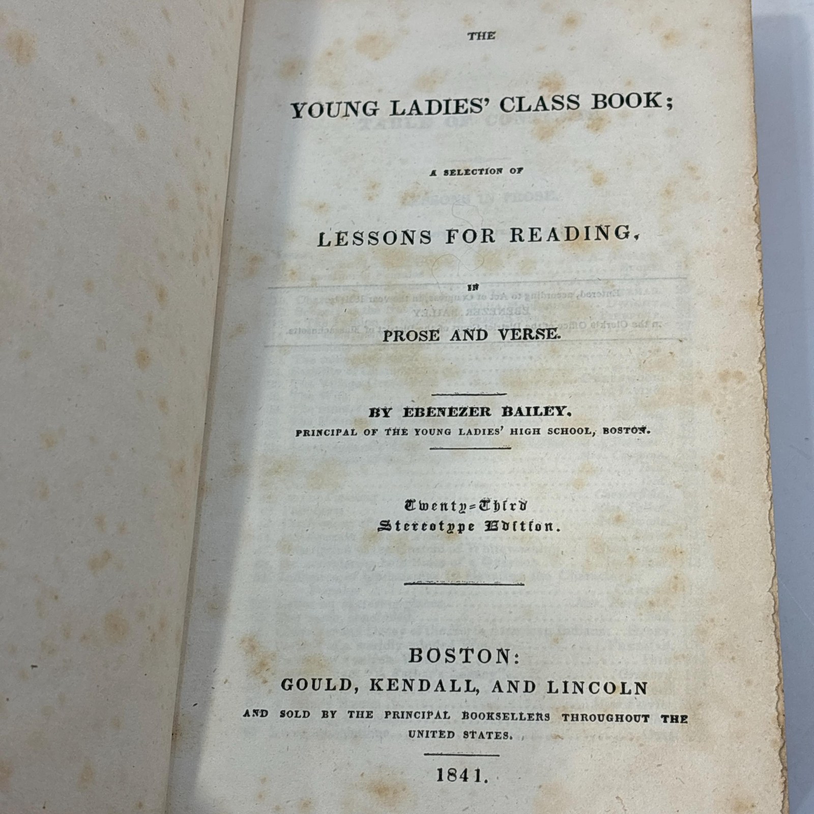 The Young Ladies' Class Book; A Selection of Lessons For Reading, in Prose and Verse. Twenty-Third Stereotype Edition — photograph 2.