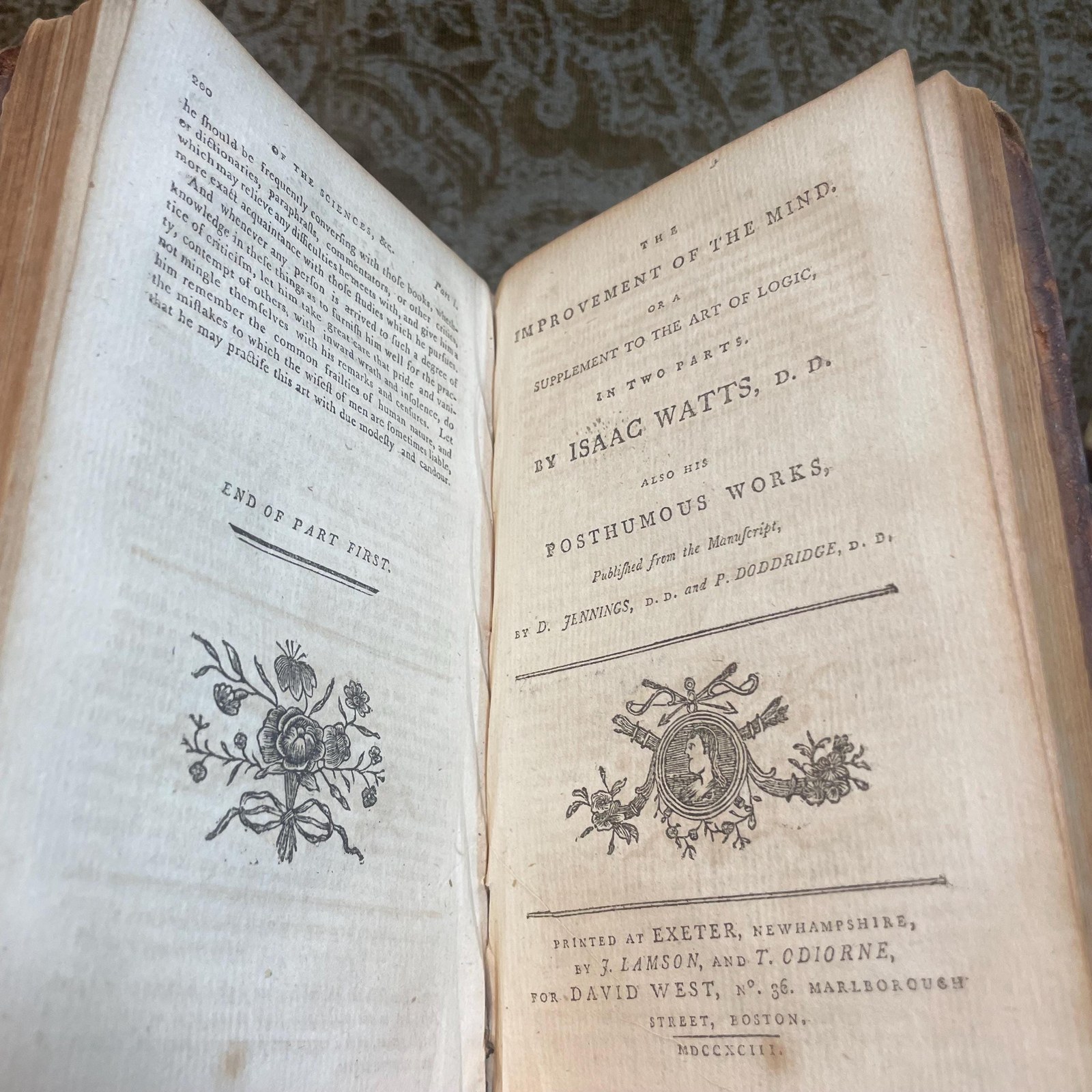 The Improvement of The Mind: Or a Suplement to the Art of Logic, In Two Parts. Also his Posthumous Works, Published from The Manuscript, by D. Jennings, D.D. and P. Doddridge, D.D. — photograph 7.
