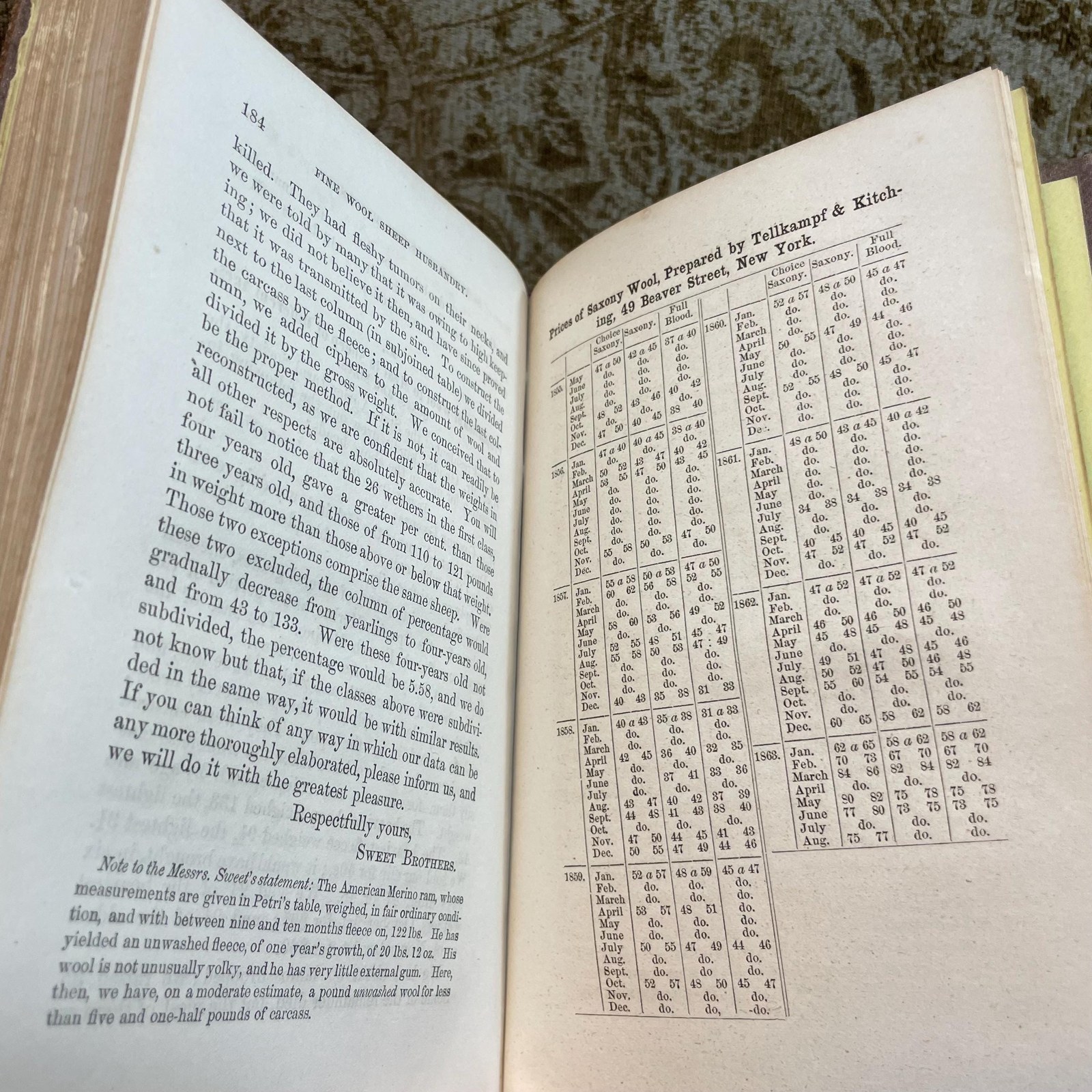 Fine Wool Sheep Husbandry. Read Before The New York State Agricultural Society, February 12th, 1862. With an Appendix, Containing Valuable Statistics in Reference to Wool Culture, Imports, Prices of Fine Wool From 1840 to August 1st 1863, Etc. — photograph 10.