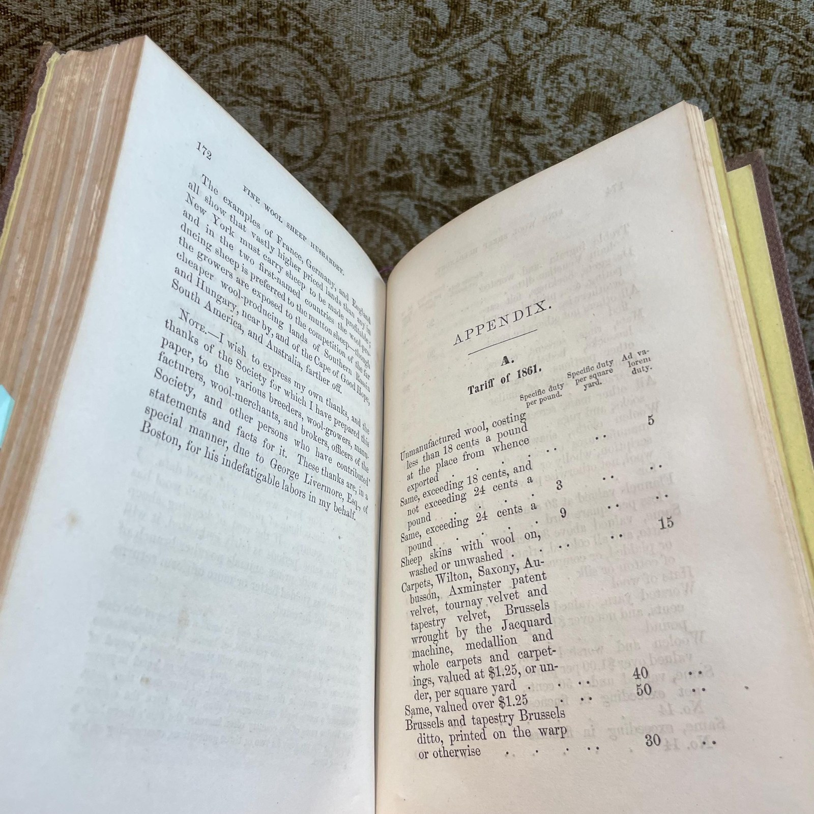 Fine Wool Sheep Husbandry. Read Before The New York State Agricultural Society, February 12th, 1862. With an Appendix, Containing Valuable Statistics in Reference to Wool Culture, Imports, Prices of Fine Wool From 1840 to August 1st 1863, Etc. — photograph 3.