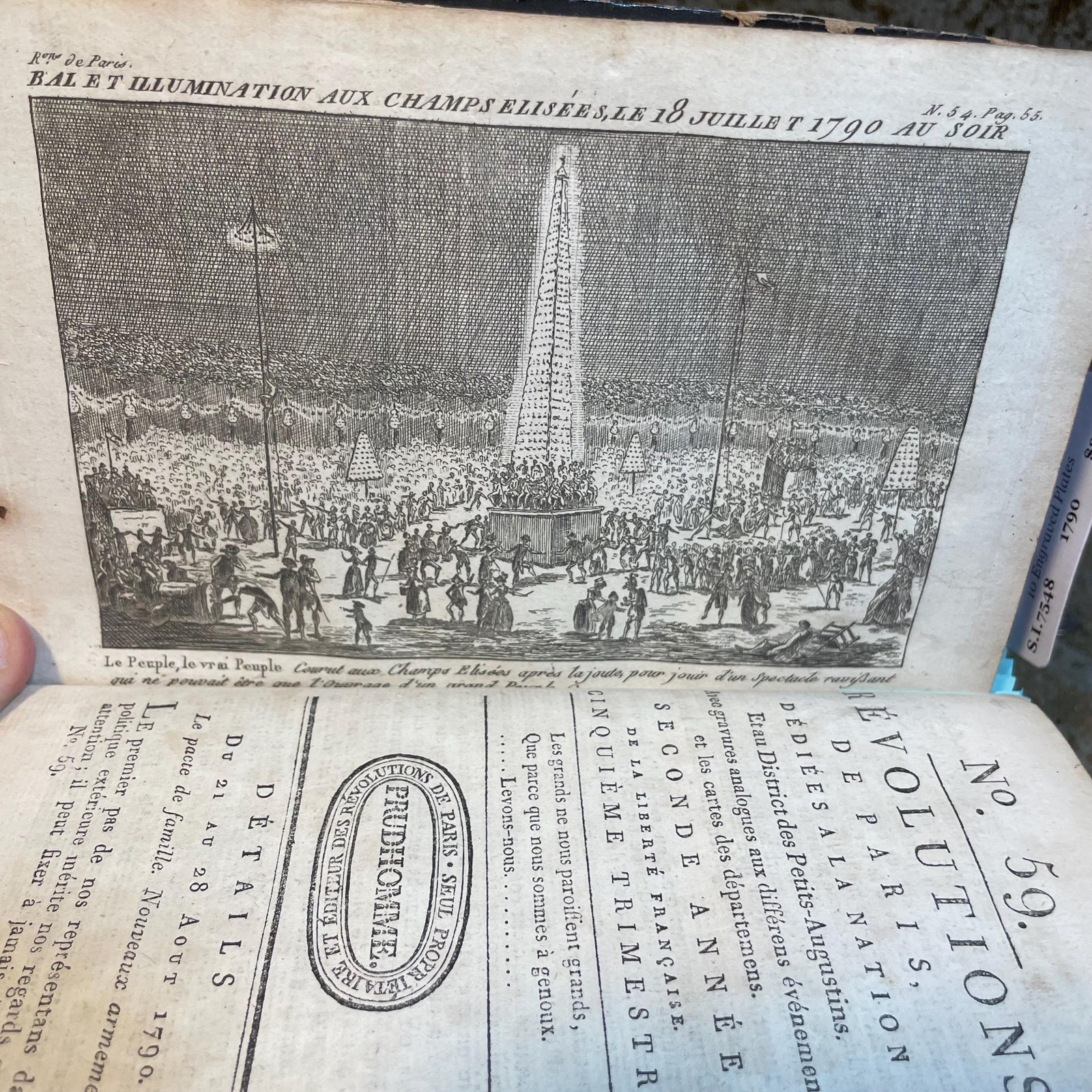 Journal des Révolutions de Paris, 10 issues #50-59, June-Aug 1790, with other parts — photograph 2.