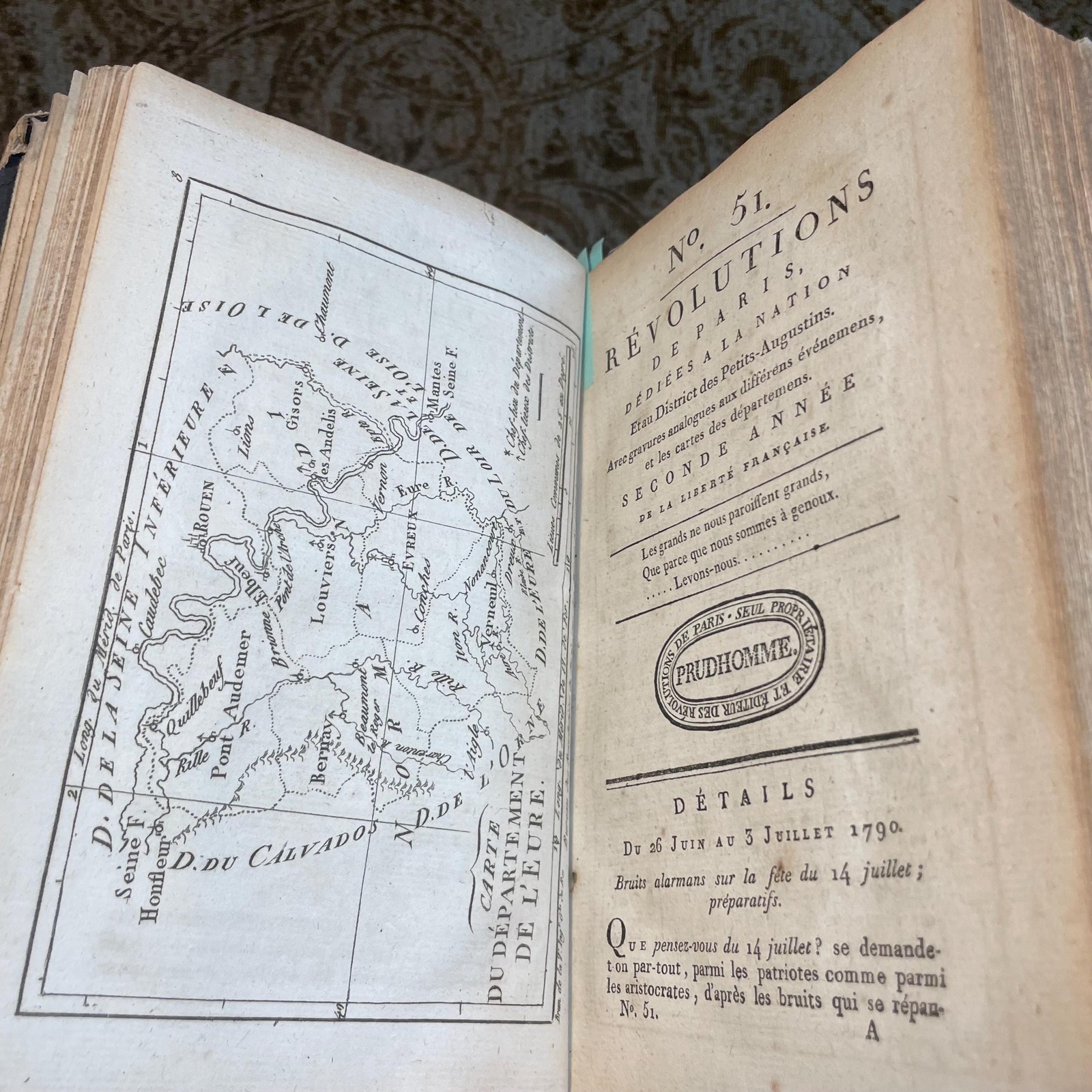 Journal des Révolutions de Paris, 10 issues #50-59, June-Aug 1790, with other parts — photograph 4.