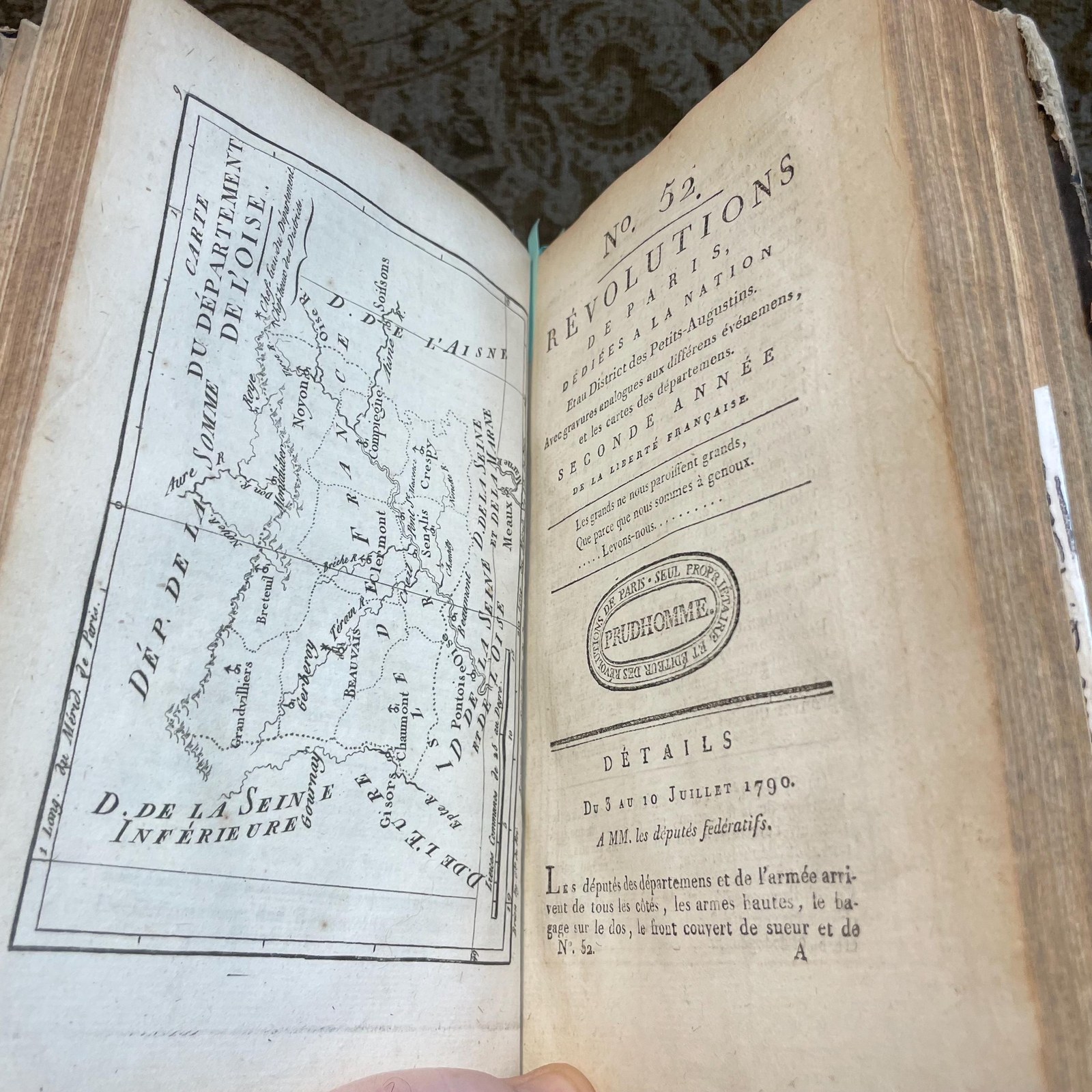 Journal des Révolutions de Paris, 10 issues #50-59, June-Aug 1790, with other parts — photograph 5.