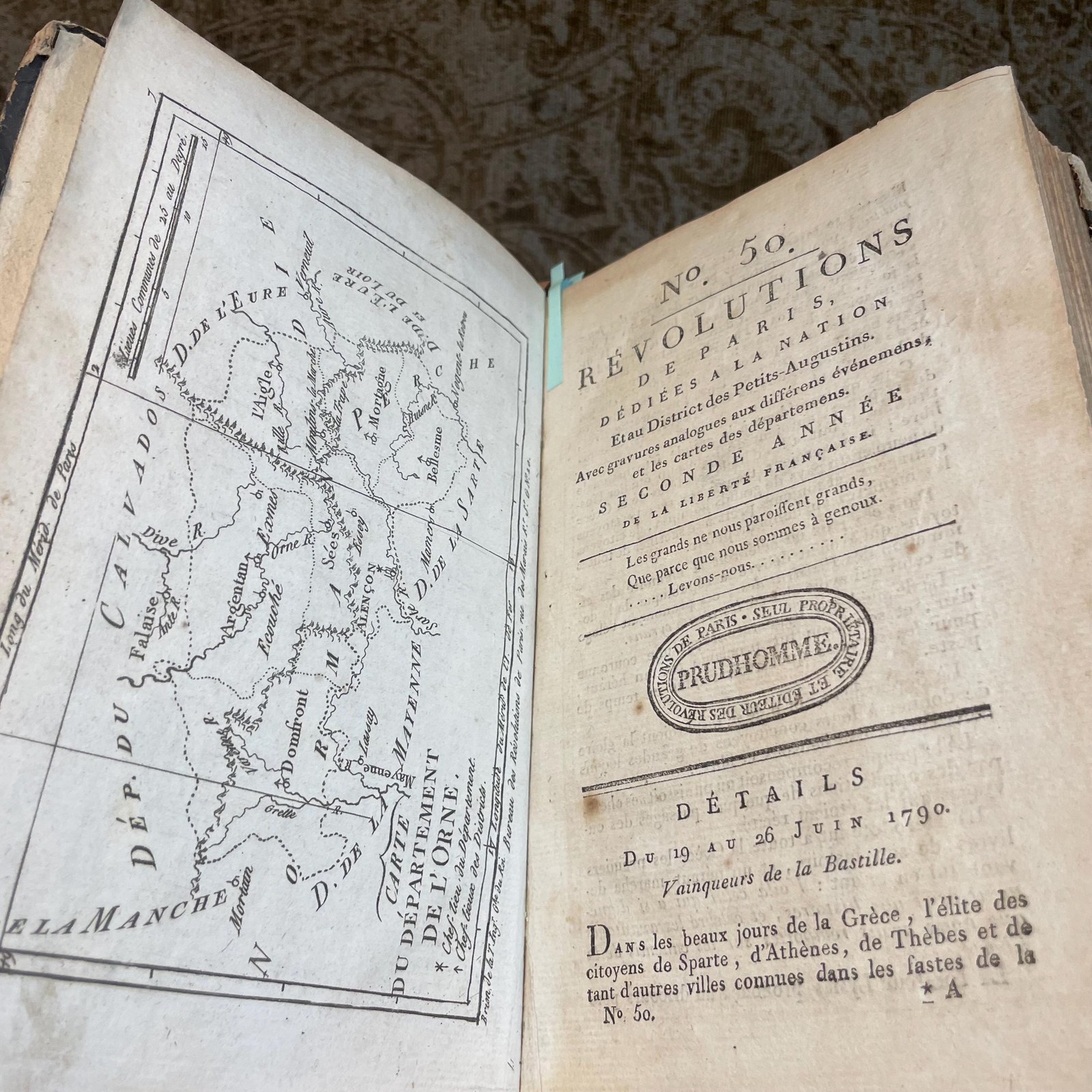 Journal des Révolutions de Paris, 10 issues #50-59, June-Aug 1790, with other parts — photograph 7.