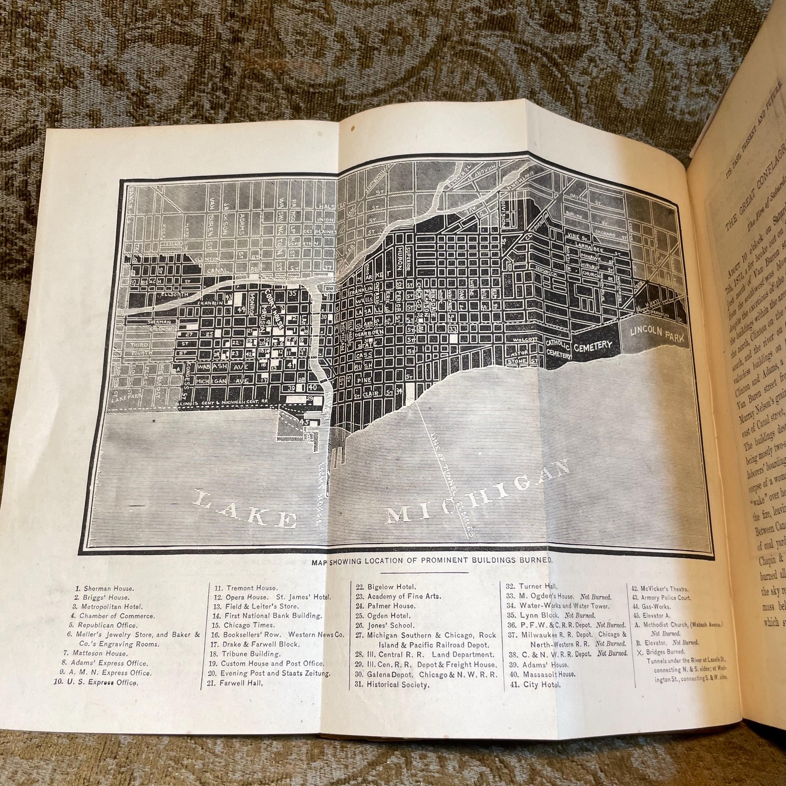 The Great Conflagration. Chicago: Its Past, Present and Future. Embracing a Detailed narrative of The Great Conflagrtion in The North, South, and West Divisions: Origib, Progress and Results of The Fire. Prominent Buildings Burned, Character of zbuildings, Losses and Insurance, Graphic Description of The Flames, Scenes and Incidents, Loss of Life, The Flight of The People. Also, A Condensed History of Chicago, Its Population, Growth and Great Public Works. And, A Statement of All the Great Fires of The World. With Numerous Illustrations. — photograph 4.