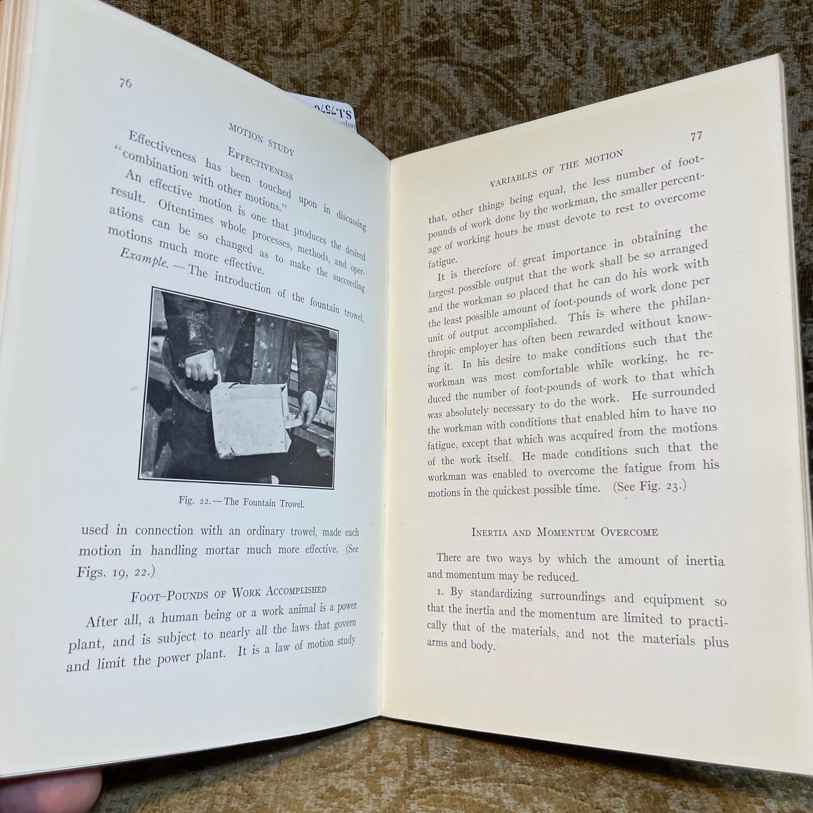 Motion Study A Method for Increasing the Efficiency of The Workman. With an Introduction by Robert Thurston Kent — photograph 6.