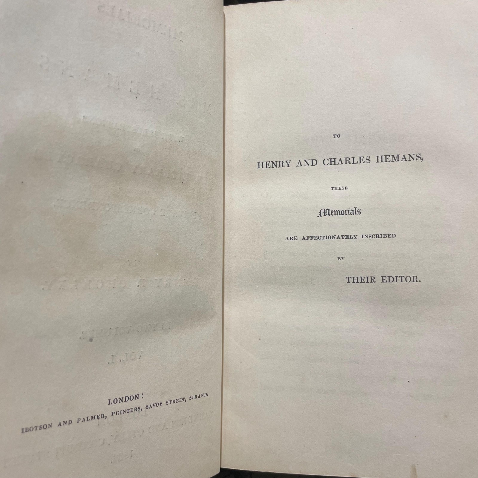 Memorials of Mrs. Hemans With Illustrations of Her literary Character from Her Private Correspondence. In Two Volumes. — photograph 5.
