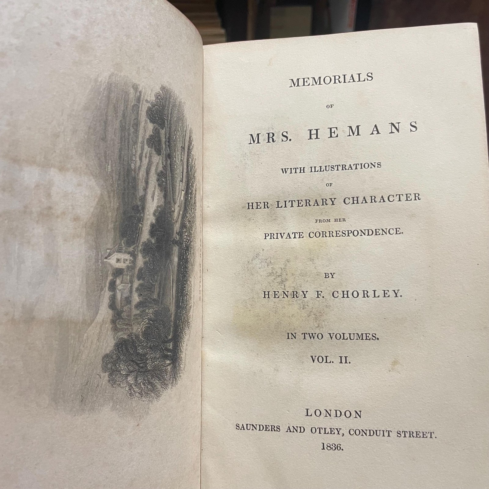 Memorials of Mrs. Hemans With Illustrations of Her literary Character from Her Private Correspondence. In Two Volumes. — photograph 7.