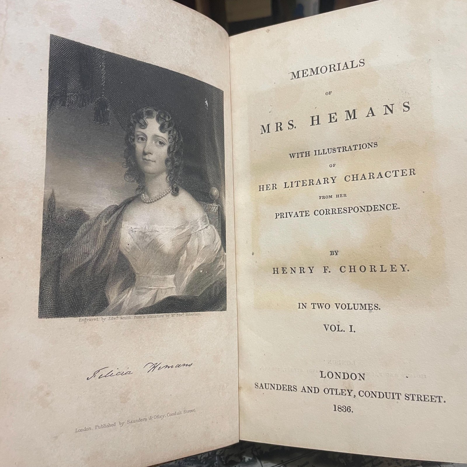 Memorials of Mrs. Hemans With Illustrations of Her literary Character from Her Private Correspondence. In Two Volumes. — photograph 9.