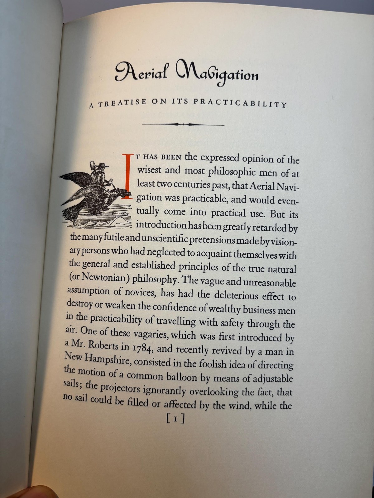 Aerial Navigation The Practicality of Traveling Pleassantly and Safely from New York to California in Three Days. Illustrated with three Colored Lithographs issued as burlesque in 1849 by N. Currier and A. Donnelly. LimiteEdition of 200 Copies. — photograph 7.