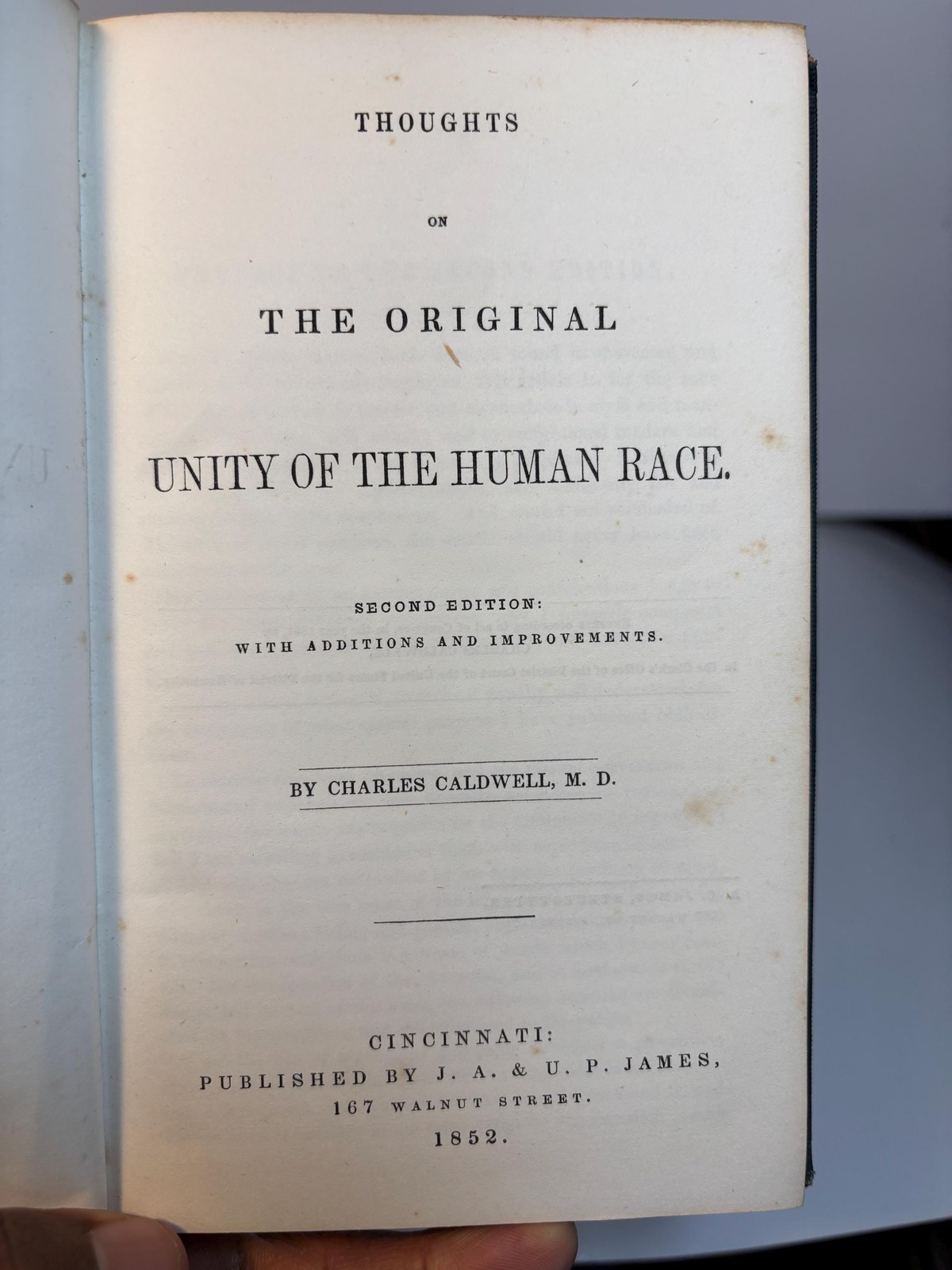 Thoughts on The Original Unity of The Human Race. Second Edition: With Additions and Improvements. — photograph 3.