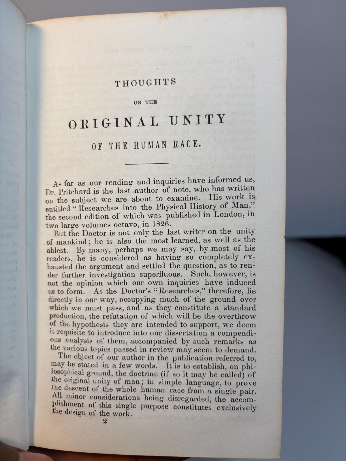 Thoughts on The Original Unity of The Human Race. Second Edition: With Additions and Improvements. — photograph 4.