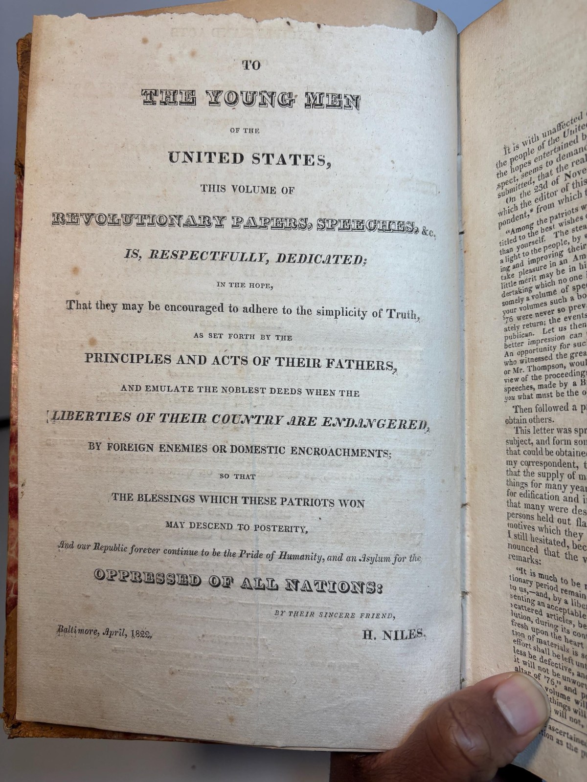 Principles and Acts of The Revolution in America: Or, an Attempt to Collect and Preserve Some of The Speeches, Orations, & Proceedings, With Sketches and Remarks on Men and Things, and OtherFugitive or Neglected Pieces, Belonging to the Revolutionary Period in The United States; Which, Happily, Terminated in the Establishment of Their Liberties; With a View to Represent the Feelings that Prevailed in the "Times that Tried Men's Souls" To Excite a Love of Freedom, and Lead the People to Vigilance, as The Condition on Which it is Granted. Dedicated to The Young Men of The United States — photograph 4.