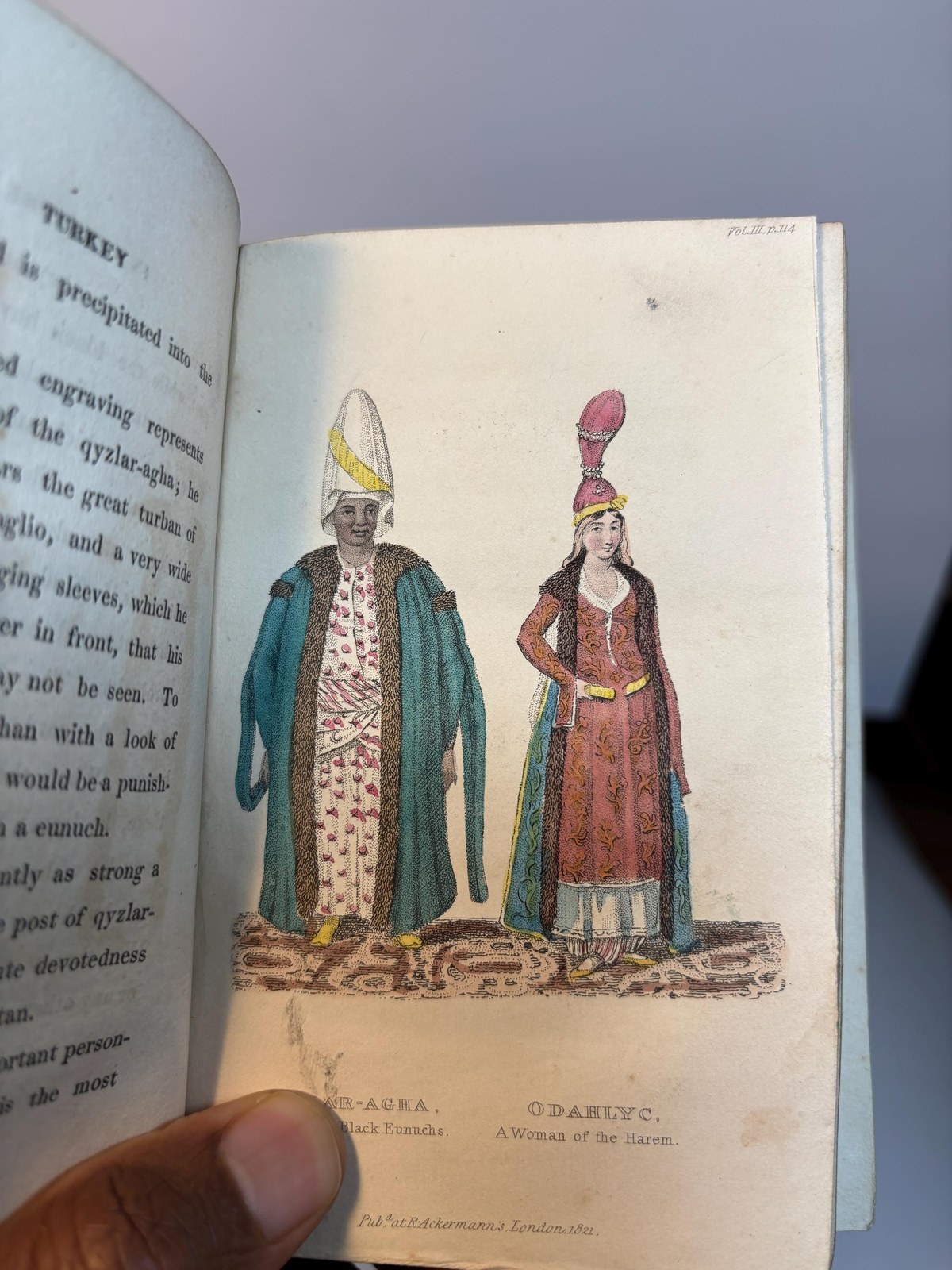 The World in Miniature; Turkey, Being A Description of The Manners, Customs, Dresses, and Other Peculiarities Characteristic of the Inhabitants of The Turkish Empire; To Which is Prefixed and Sketch of The History of The Turks;.. And Illustrated with Seventy-Three Coloured Engravings, Containing Upwards of One Hundred and Fifty Costumes. In Six Volumes. (4 volumes, lacking volumes I, IV., with 52 hand-colored plates) — photograph 7.