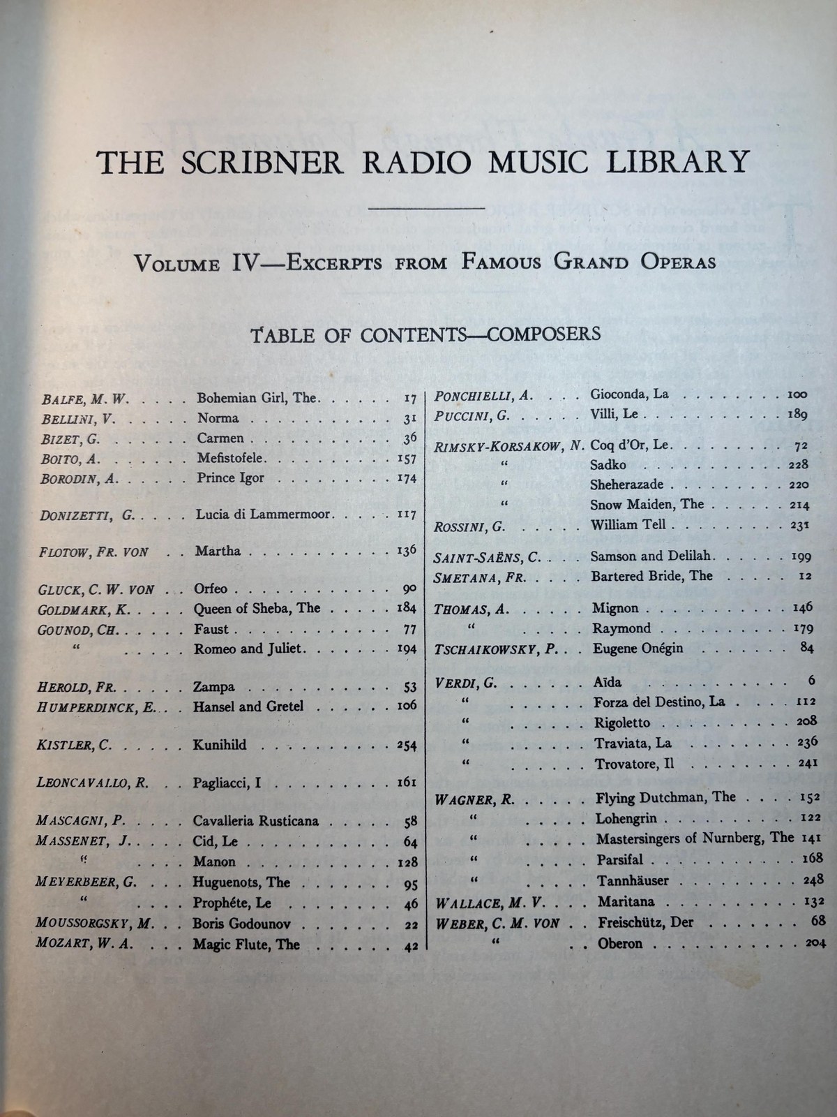 The Scribner Radio Music Library. Volume I, Classic and Romantic Compositions, Volume IV, Grand Opera Excerpts: Piano (2 vol.) — photograph 10.
