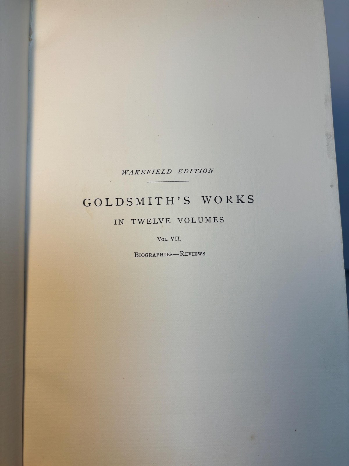 The Works of Oliver Goldsmith. Wakefield Edition. Limited Edition #127/500. Vol. VII — photograph 2.