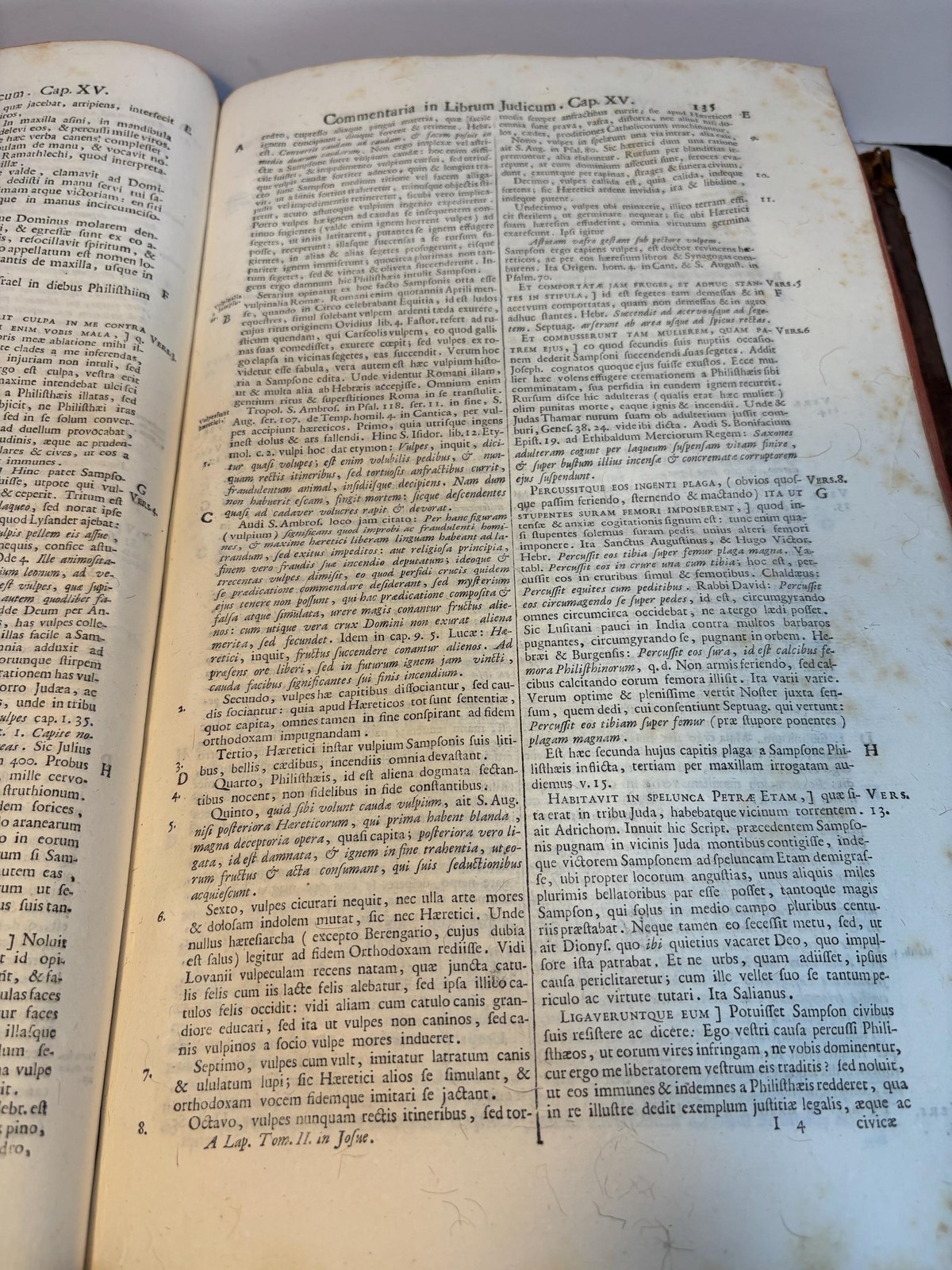 A Lapide E Societate Jesu, Sacrae Scripturae Olim Lovanii, Postea Romae Professoris, Commentaria In Josue, Judicum, Ruth, Quatuor Libros Regum, Et Duos Paralipomenon. Editio Novissima Anterioribus Auctior, Et Correctior, Ac Indicibus Necessariis Illustrata. (Vol. II of 2) Translated: A Lapide Of the Society of Jesus, Former Professor of Sacred Scripture at Louvain, Later at Rome, Commentaries On Joshua, Judges, Ruth, The Four Books of Kings, And The Two Books of Chronicles. Newest Edition, More Complete Than Previous Ones, And More Corrected, With Necessary Indexes Included. — photograph 6.
