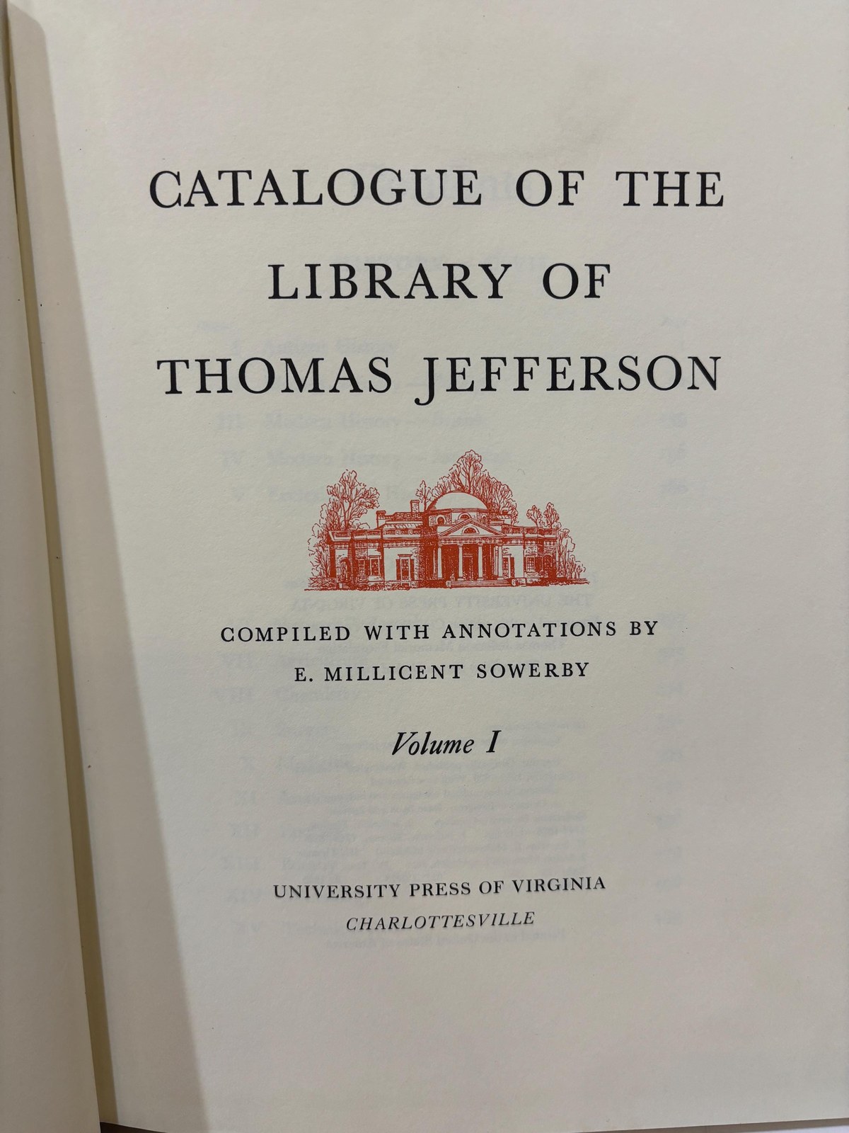 Catalogue of The Library of Thomas Jefferson. Compiled with Annotations by E. Millicant Sowerby — photograph 3.