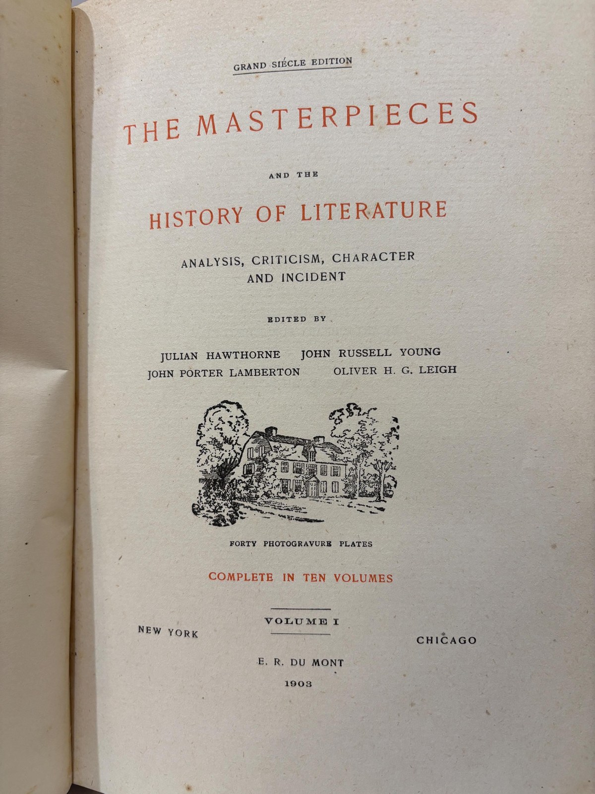The Masterpieces and The History of Literature, Analysis, Criticism, Character and Incedent. Forty Photogravure Plates, Complete in Ten Volumes — photograph 5.