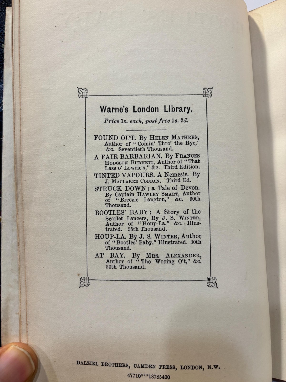 Bootle's Baby. A Story of The Scarlet Lancers. Illustrated by W. Ralston. Third Edition. R.H. Porter Signed Binding. — photograph 5.