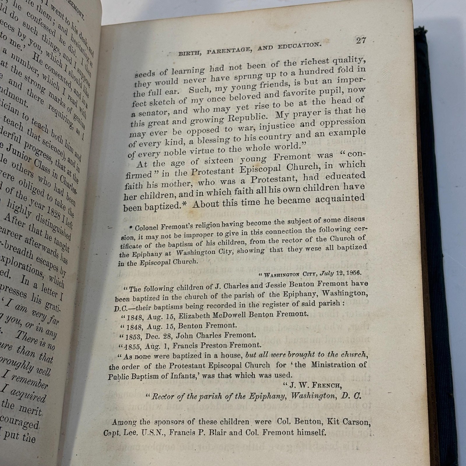 Memoir of The Life and Public Services of John Charles Fremont, Including an Account of His Explorations, Discoveries and Adventures on Five Succesive Expeditions Across The North American Continent; Voluminous Selections from His Private and Public Correspondence; His Defense Before the Court Martial, and Full Reports of His Principal Speeches in The Senate of The United States. With Printed Illustrations, and An Accurate Portrait on Steel. — photograph 10.