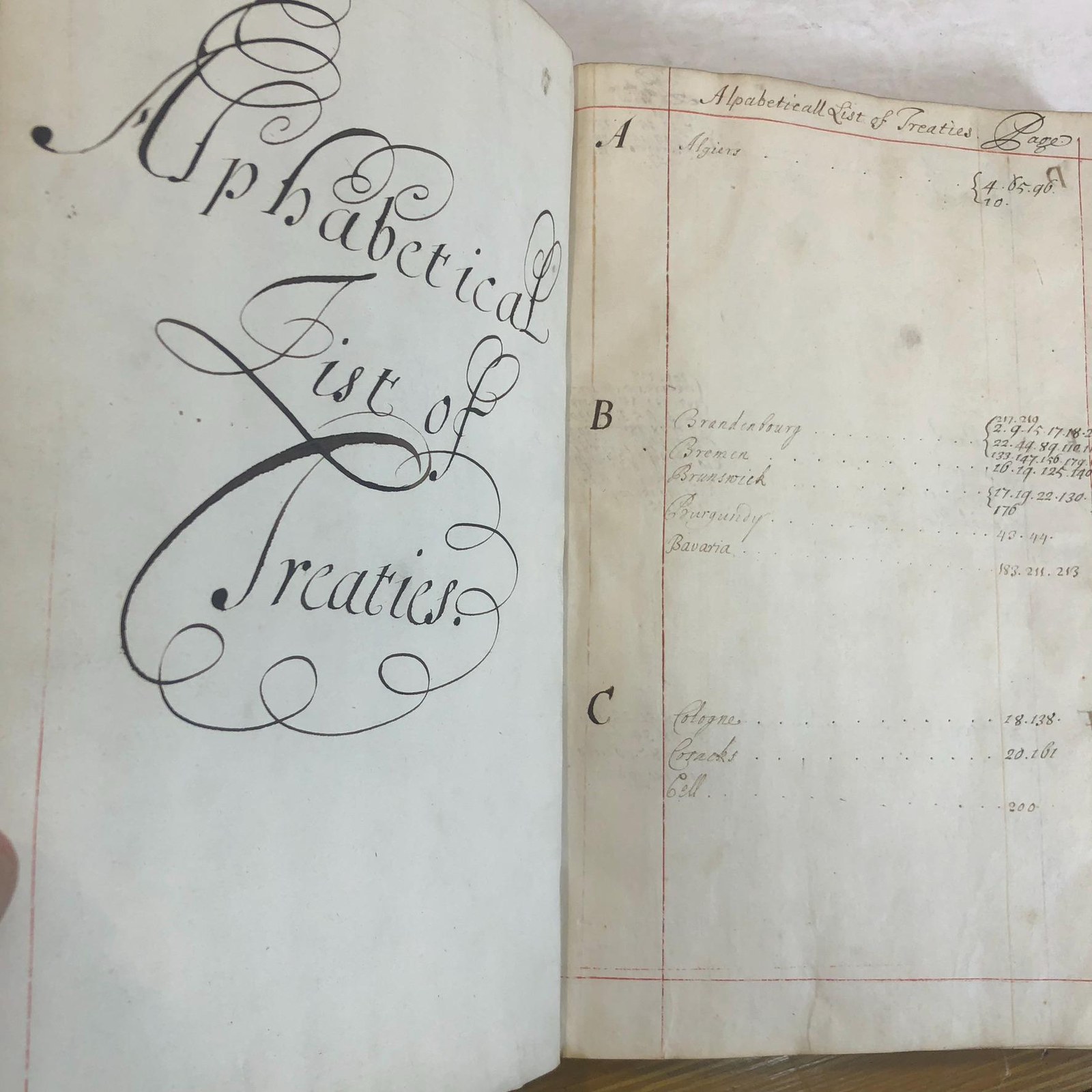 A List of Treaties Between Several Princes & States of The World, 233 pp of manuscript — photograph 5.
