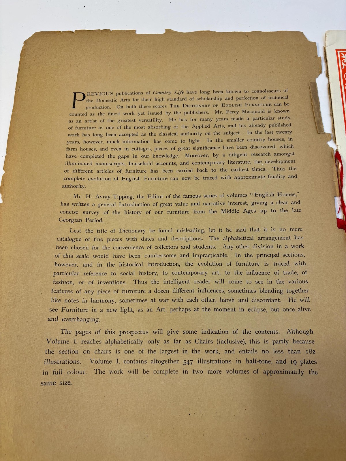 Prospectus for The Dictionary of English Furniture — photograph 4.
