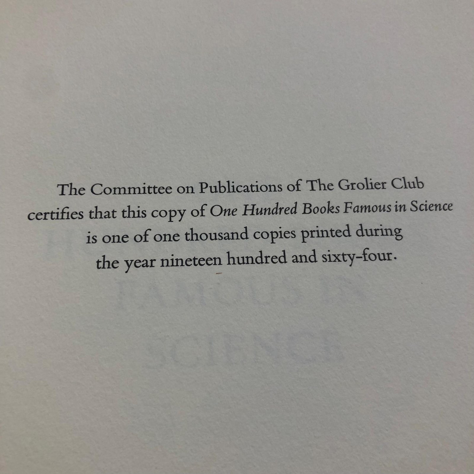 One Hundred Books Famous in Science Based on an Exhibition Held at The Grolier Club (no dj, ex-lib ) Limited Edition of 1000 Copies — photograph 10.