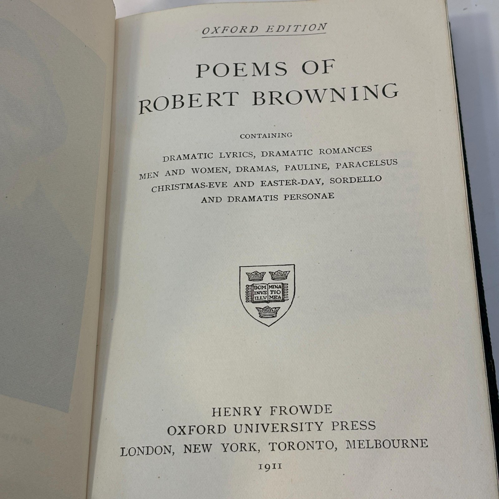 Oxford Edition. Poems of Robert Browning Containing Dramatic Lyrics, Dramatic Romances, Men and Women, Dramas, Pauline, Paracelsus, Christmas Eve and Easter Day, Sordello and Dramatis Personae — photograph 2.