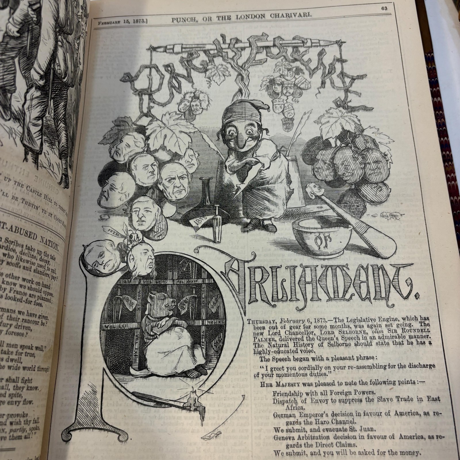 Punch, or The London Charivari. Vols. LXIV, LXV for the year 1873, 2 volumes. — photograph 6.