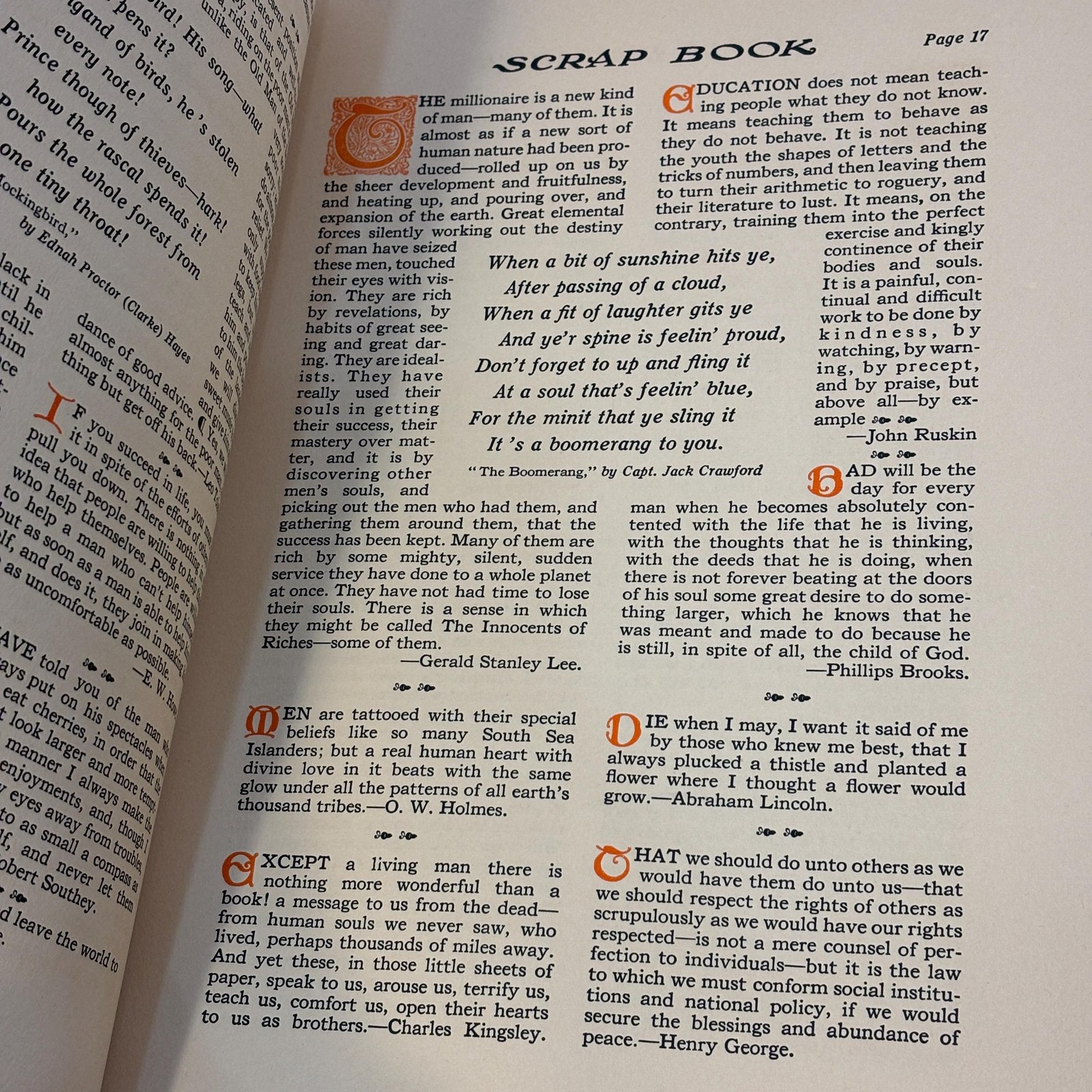Elbert Hubbard's Scrap Book Containing the Inspired and Inspiring Selections Gathered During a Life Time of Discriminating Reading for His Own Use. Printed and Made Into a Book by The Roycrofters, at Their Shops, In East Aurora, Erie County, New York State — photograph 10.