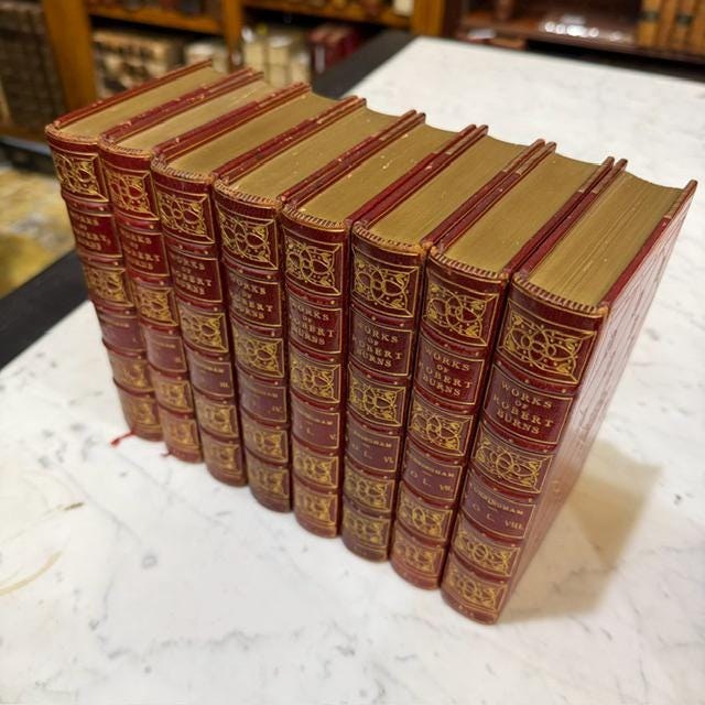 The Works of Robert Burns; With His Life, by Allan Cunningham. In Eight Volumes. Bayntun Doublure Signed Binding. — photograph 5.