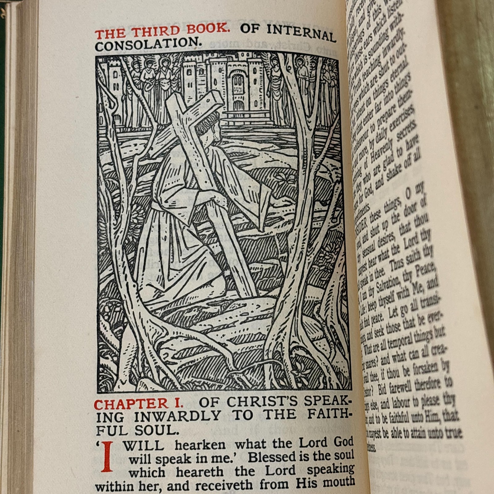 The Imitation of Christ, from the Latin of Thomas A. Kempis with an Introduction b y the venerable F.W. Farrar, D.D. and five Designs by C.M. Gere. Third Edition. Bumpus signed binding. — photograph 5.