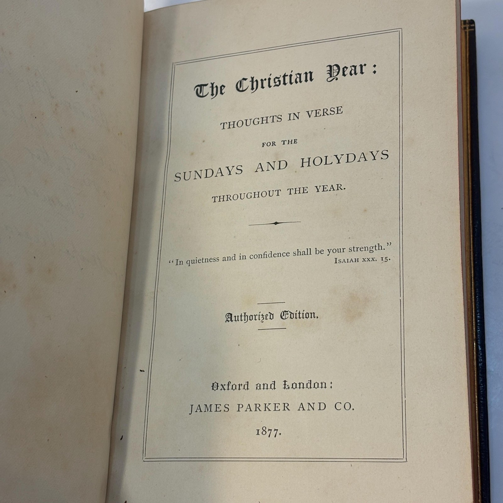 The Christian Year: Thoughts in Verse for the Sundays and Holydays Throughout The Year. Authorized Edition. — photograph 2.