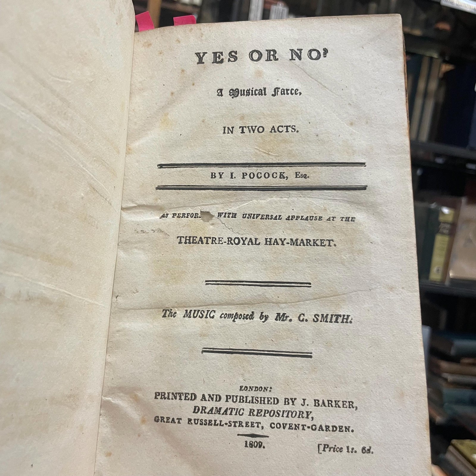 (1.) Yes or No! A musical Farce in Two Acts. (2.) Twenty Yeas Ago! A New Melo-dramatic Entertainment, in Two Acts, (3.) Any Thing New. A Musical Farce in Two Acts, (4.) The Miller and His Men, A Melo-drame, in Two Acts: (5.) For England Ho! A Melo-dramatic Opera. In Two Acts. (6.) John of Paris; A Comic Opera, in Two Acts. — photograph 3.