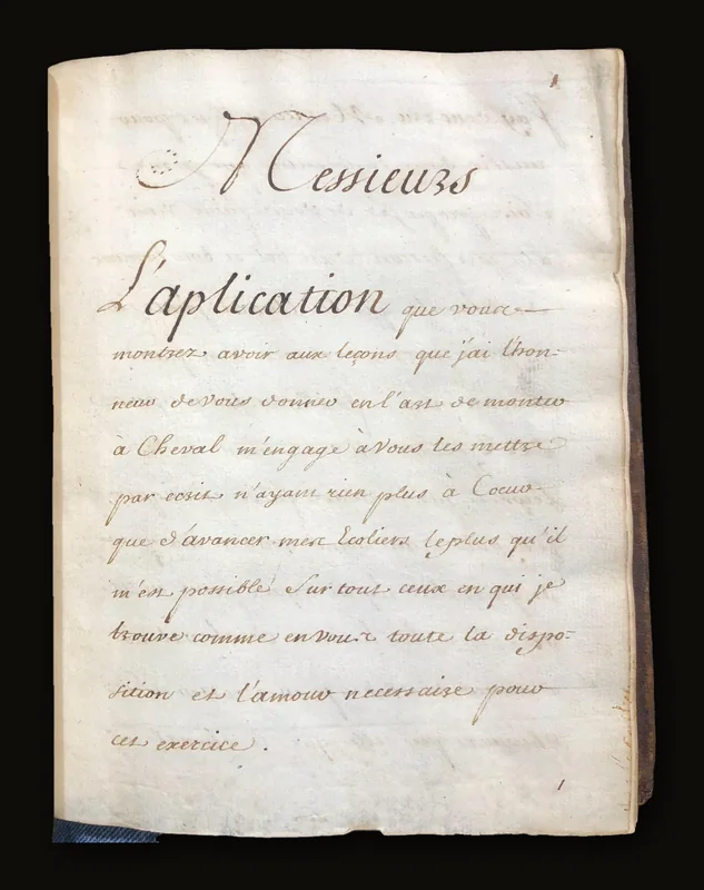 French manuscript on Equestrian Education, c.18 century, 193 pp..