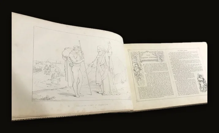 1844, Bunyan, Pilgrim's Progress From the World to That Which is To Come, Very Rare LANDSCAPE format, 44 engravings.