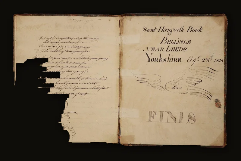 MANUSCRIPT.  Mathematics Manuscript Work-Book. Signed and dated at rear: "Sam. Hansforth Book, Bellisle Near Leeds, Yorkshire," and dated 1831..