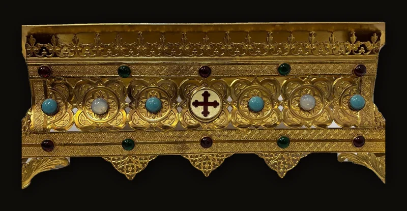 Orthodox ceremonial tabletop adjustable bookstand with semi-precious stones.