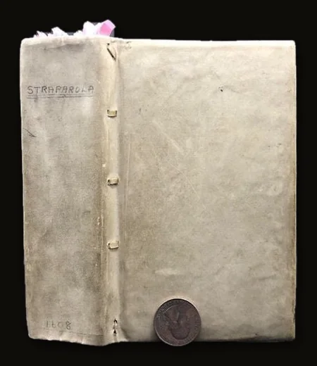 Le Tredici Piacevolissime Notte Di M. Gio: Francesco Straparola da Carauaggio.: Divise In Due Libri, Nuouamente di bellissime Figure adornate, & appropriate à ciascheduna Fauola. Con la Tauola di tutto quello, che in esse si contengono. Con Licentia de' Superiori.  GOOGLE TRANSLATION: The Thirteen Pleasant Nights Of M. Gio: Francesco Straparola da Carauaggio.: Divided into Two Books, Nuouamente of beautiful Adorned Figures, & appropriate à ciascheduna Fauola. With the Tauola of everything, which are contained in them. With Licentia de' Superiori..