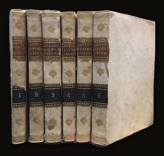 Rudimenti Di Storia Tradotti Dal Francese da Domenico Martuscelli Giudice Criminale Giubilato, Accademico Pontaniano, dell' Instituto Cosentino e della Societa Economica, Socio Corrispondente delle Accademie di Marsiglia e di Livorno. Opera Con Real Decreto Dichiarata Elementare Per l'istruzione degli Alunni ne' Licei, Seminars e College Militari. Prima edizione Napoletana. (trans. from Italian: Rudiments of History Translated from French by Domenico Martuscelli Jubilee Criminal Judge, Pontanian Academician, of the Instituto Cosentino and of the Economic Society, Correspondent Member of the Academies of Marseille and Livorno. Operates With Real Decree Declared Elementary For the Education of Pupils in Licei, Seminars and Military Colleges. First Neapolitan edition.).