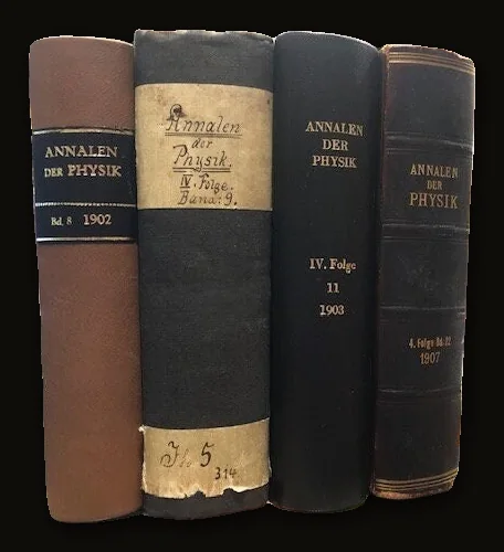 Einstein's earliest works on thermodynamics, focusing on the second law of thermodynamics (entropy), the equipartition theory 1902-07, 4 vol.
