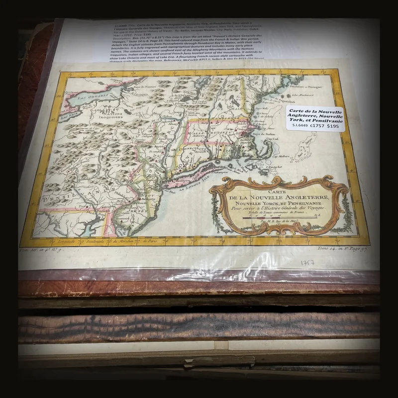 Carte de la Nouvelle Angleterre, Nouvelle York, et Pensilvanie. Pour servir a l'Histoire Generale des Voyages. TRANSLATION: Map of New England, New York, and Pennsylvania. For use in the General History of Travel..