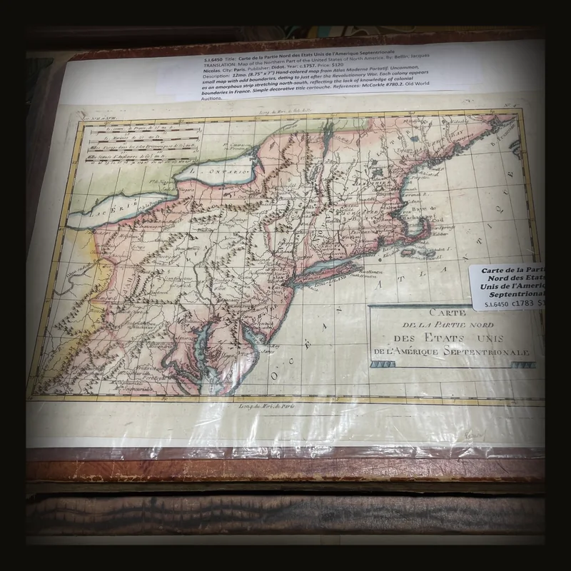 Carte de la Partie Nord des Etats Unis de l'Amerique Septentrionale  TRANSLATION: Map of the Northern Part of the United States of North America.