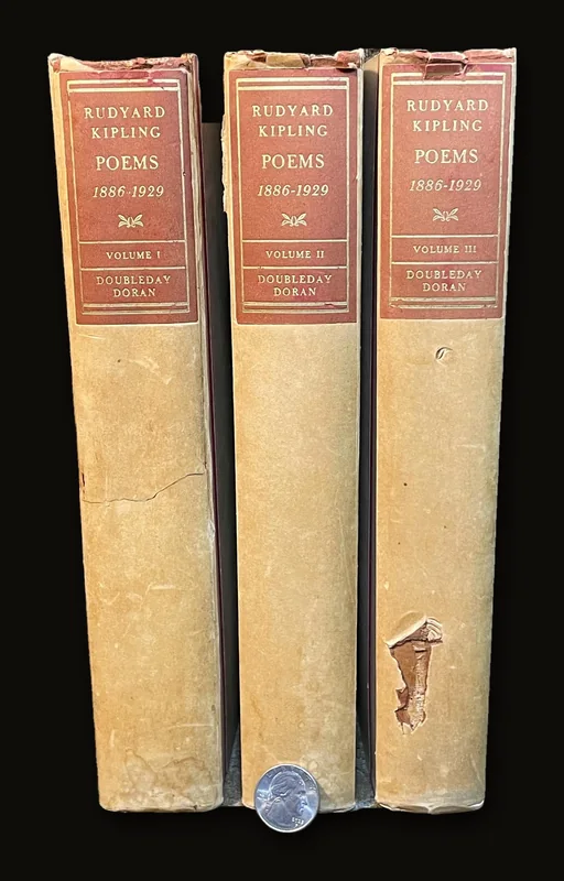 Poems 1886-1929. 3 volumes, Limited Edition #141/575. Autographed by Rudyard Kipling.