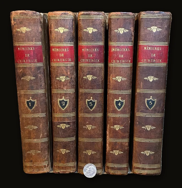 Mémoires de l'Académie Royale de Chirurgie. Nouvelle édition avec notes. Translated: Memoirs of the Royal Academy of Surgery. New edition with notes. (5 volumes).